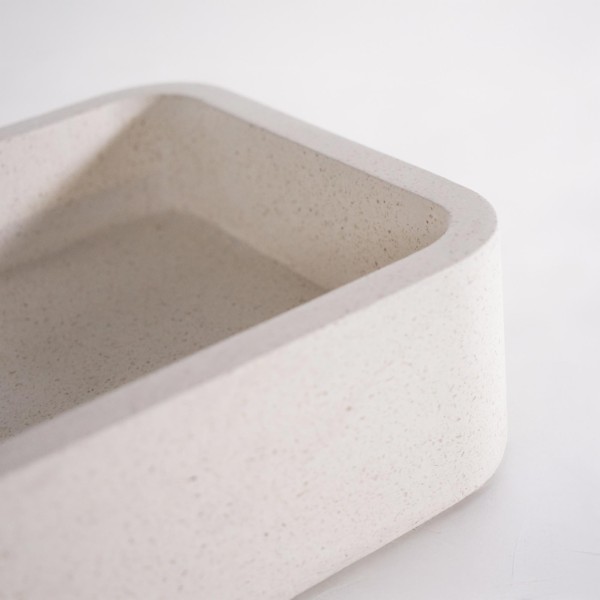Rechthoekige waskom in witte terrazzo 50 x 30 cm - Nohea