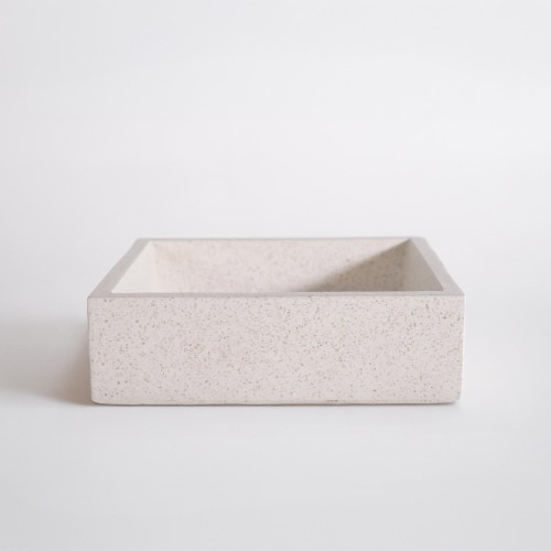 Vierkante waskom in witte terrazzo 40 x 40 cm - Maile
