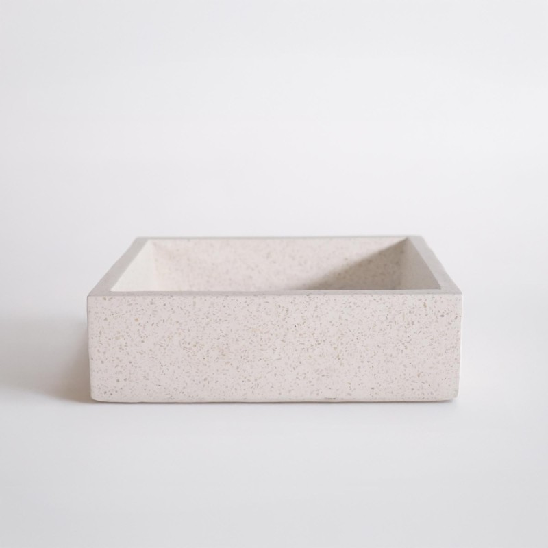 Vierkante waskom in witte terrazzo 40 x 40 cm - Maile