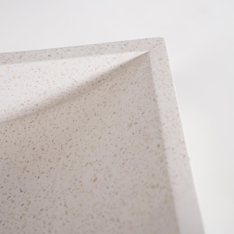 Vierkante waskom in witte terrazzo 40 x 40 cm - Maile