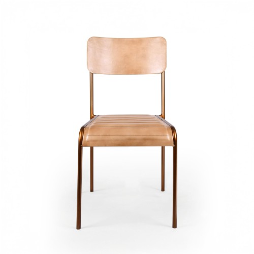 Metaal en vintage lederen stoel - Back to school