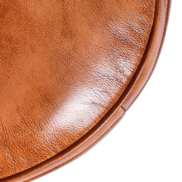 Ronde lederen poef - Savoy