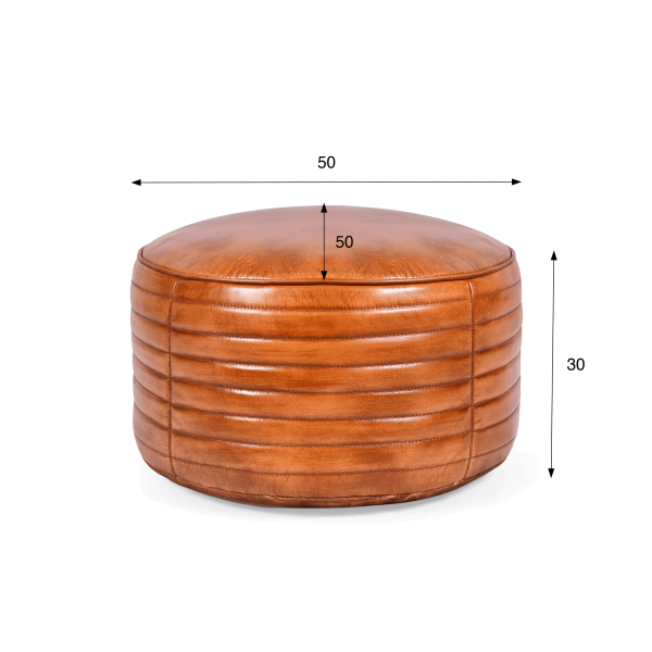 Ronde lederen poef - Savoy