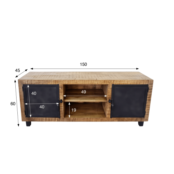 TV meubel hout en metaal BROOKLYN 150 cm