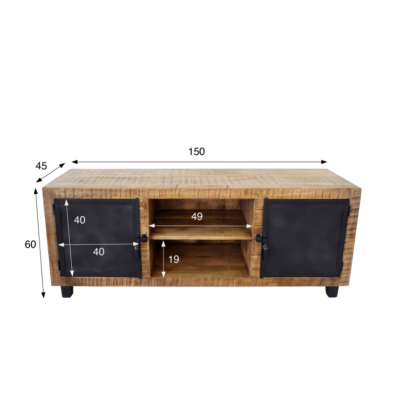 TV meubel hout en metaal BROOKLYN 150 cm