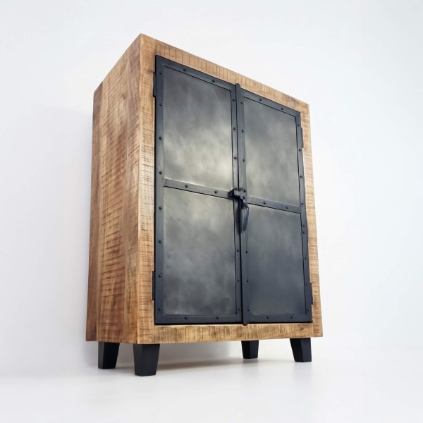 Klein houten en metalen dressoir - Brooklyn