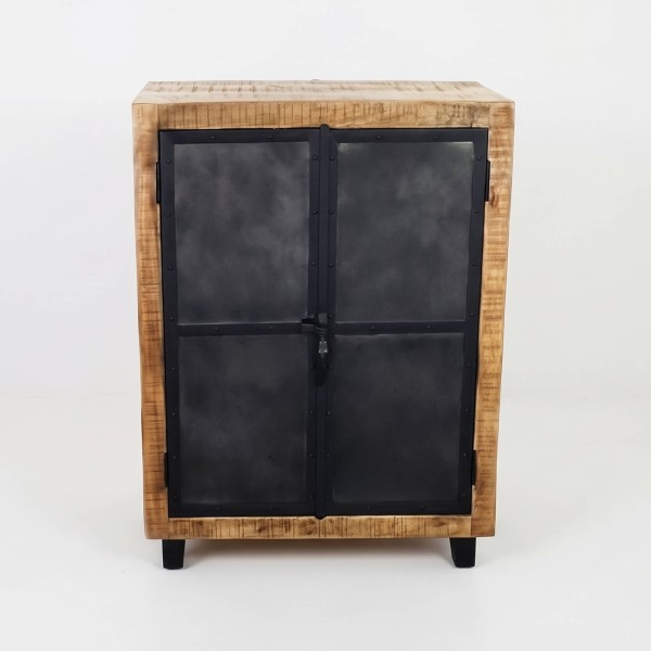 Klein houten en metalen dressoir - Brooklyn