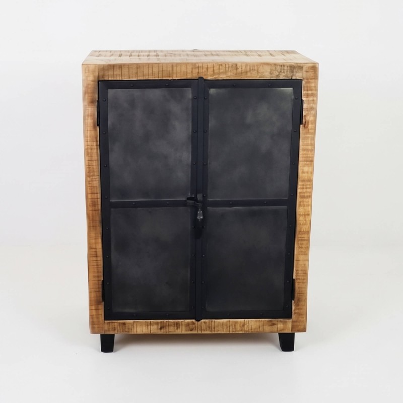 Klein houten en metalen dressoir - Brooklyn