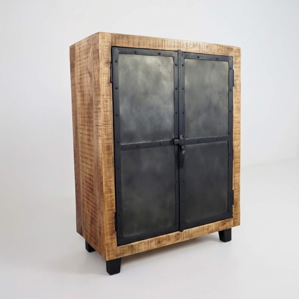 Klein houten en metalen dressoir - Brooklyn