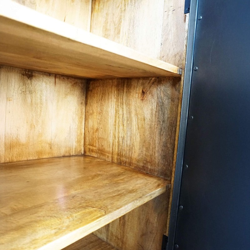 Klein houten en metalen dressoir - Brooklyn