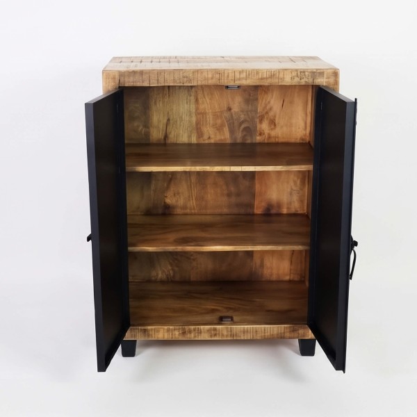 Klein houten en metalen dressoir - Brooklyn