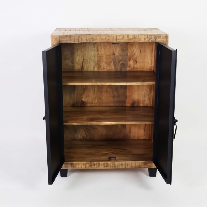 Klein houten en metalen dressoir - Brooklyn