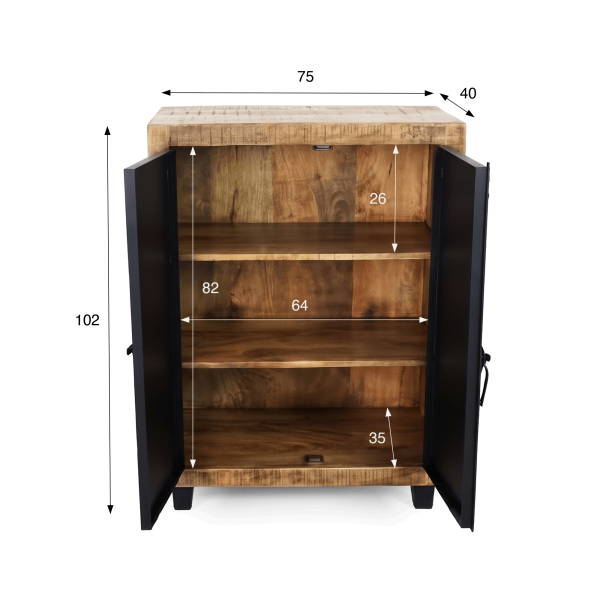 Klein houten en metalen dressoir - Brooklyn