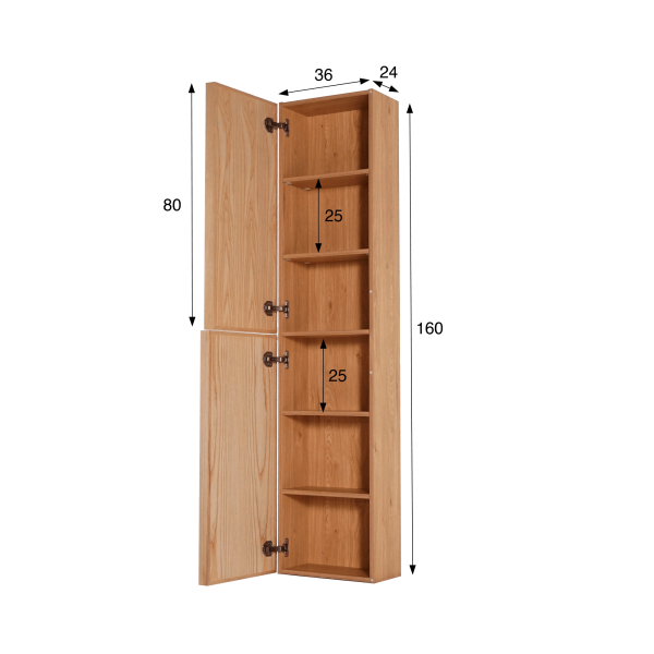 Zwevende badkamerkolomkast in licht walnoothout 160 cm - Carnelian