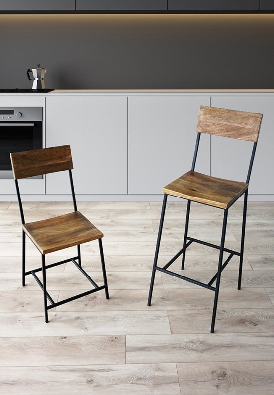 Stoel van hout en metaal Robin