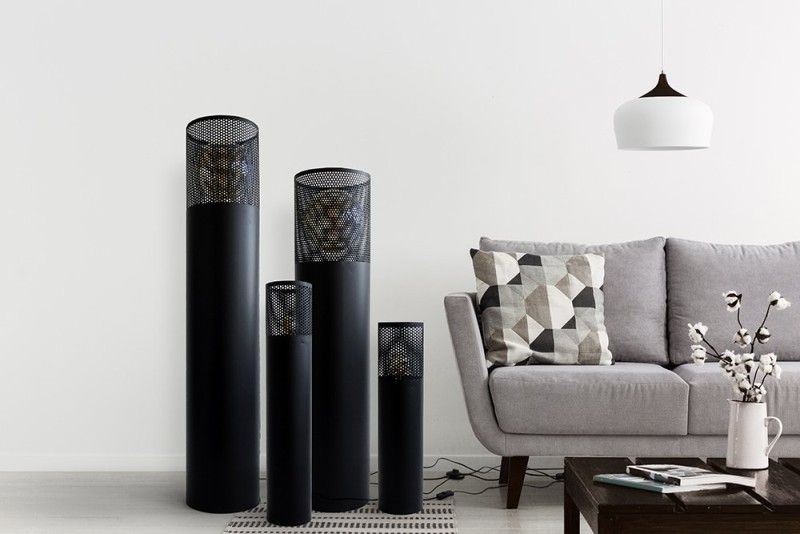 Industriële zwarte metalen vloerlamp 105 cm - Kaars