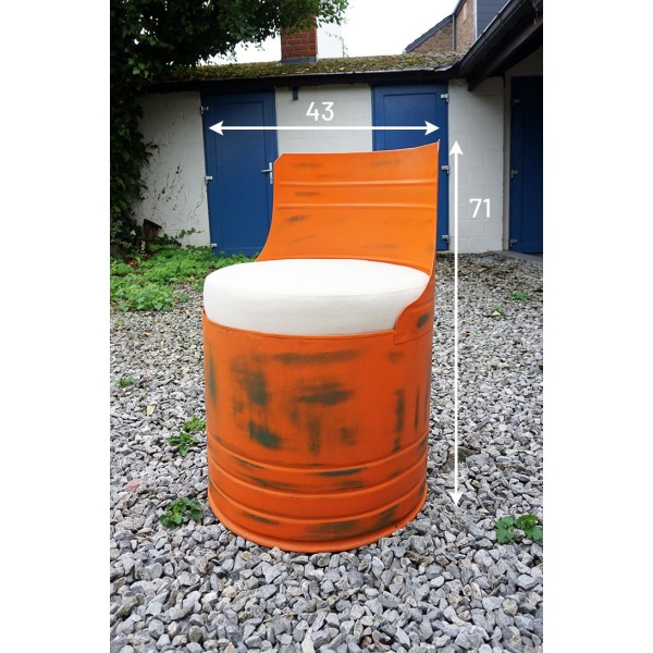Industriële olievat fauteuil oranje