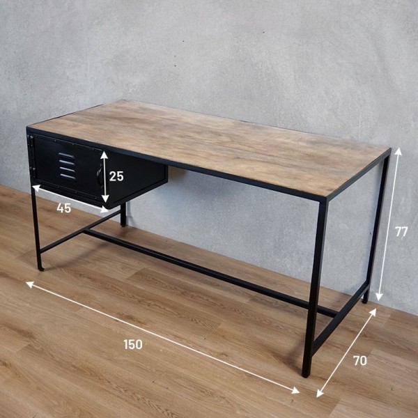 Hout en metalen bureau - Chicago