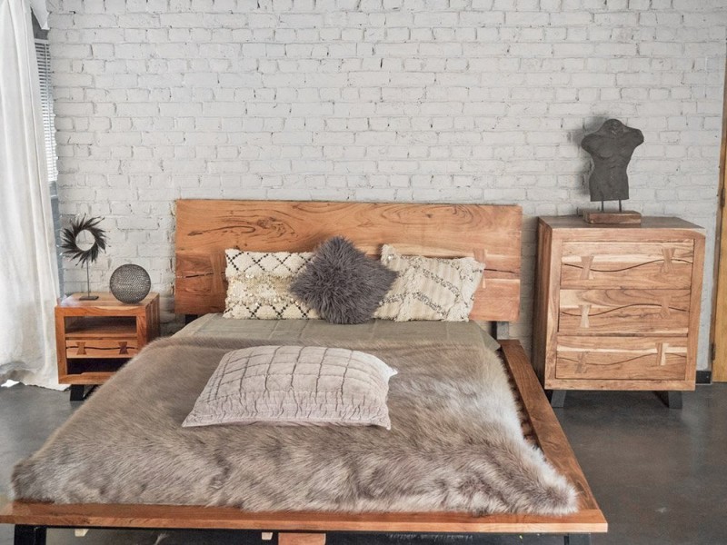 Tweepersoonsbed "Urban Jungle" in acacia