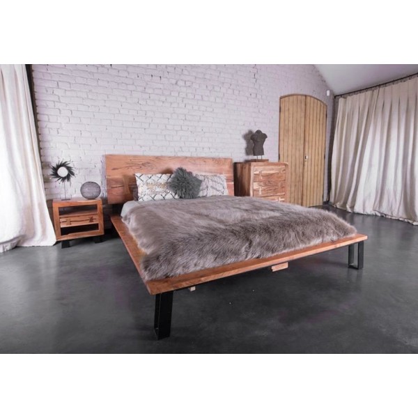 Tweepersoonsbed "Urban Jungle" in acacia