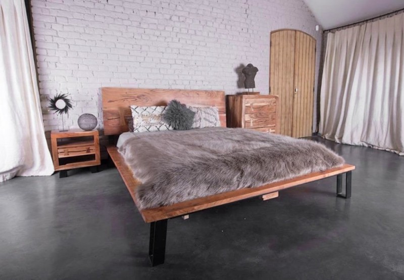 Tweepersoonsbed "Urban Jungle" in acacia