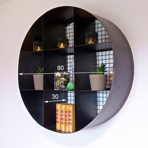 Ronde wandplank in industriële stijl 90 cm