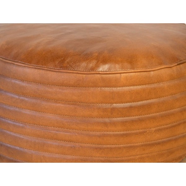 Pouf rond en cuir Savoy