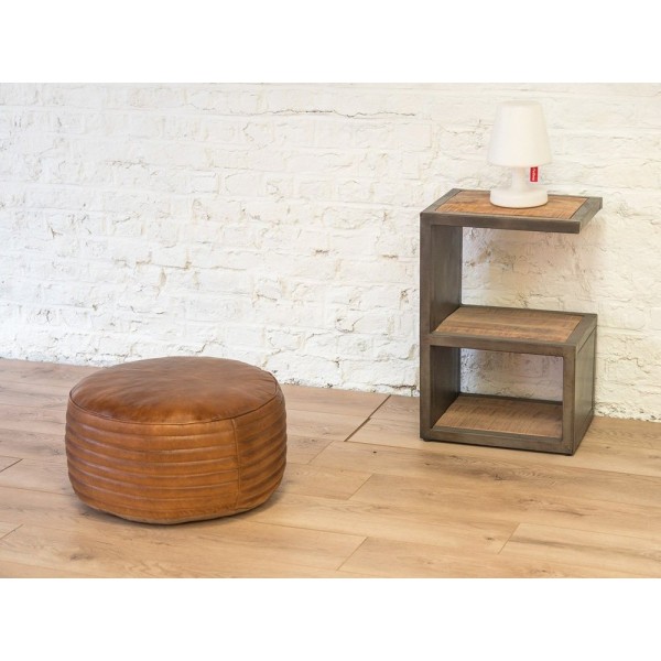 Pouf rond en cuir Savoy