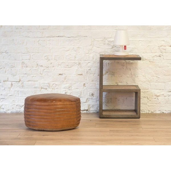 Pouf rond en cuir Savoy