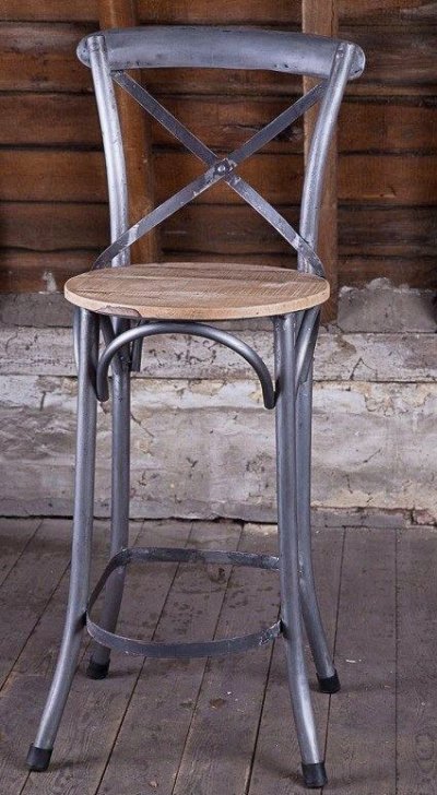 Bistro hoge stoel hout en metaal