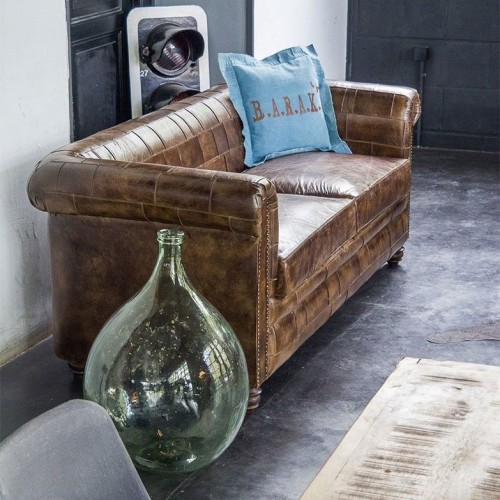 Lederen Patchwork Chesterfield sofa driezit