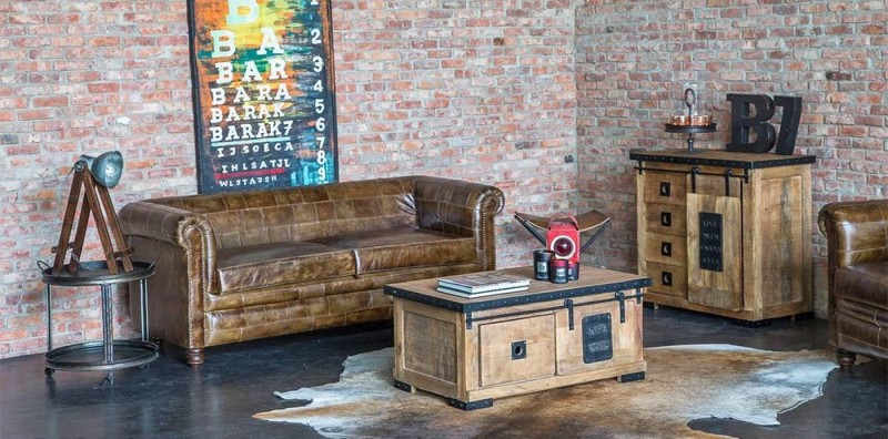 Lederen Patchwork Chesterfield sofa driezit