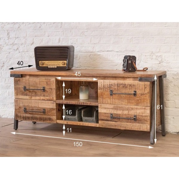 Meuble TV bois & métal RETRO ARCHI