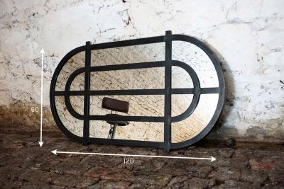 Industriële ovale spiegel 120 x 60 cm