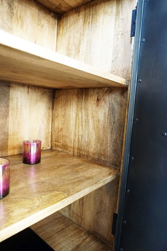Klein houten en metalen dressoir - Brooklyn