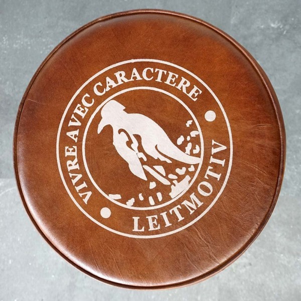 Industriële kruk in leer "Leitmotiv"