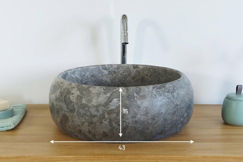 Vrijstaande wastafel natuursteen - Lotus