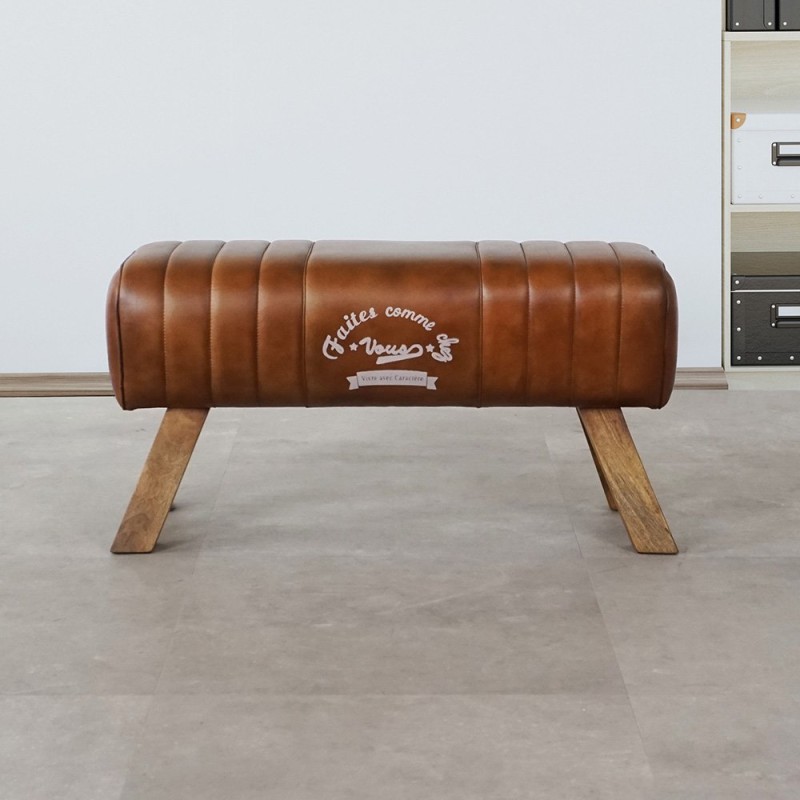 Bank van hout en natuurlijk leder - Navona