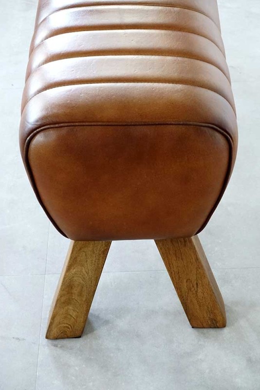 Bank van hout en natuurlijk leder - Navona
