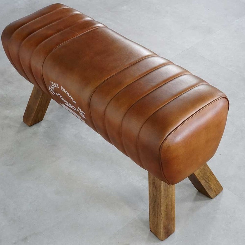 Bank van hout en natuurlijk leder - Navona