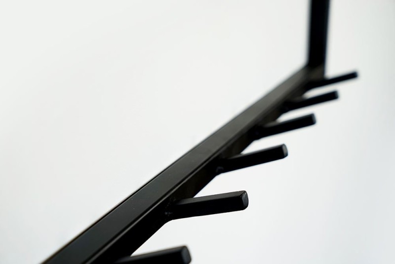 Industriële wandkapstok, massief hout en metaal 7 haken