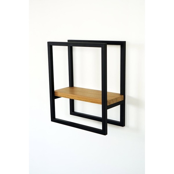 Set van 2 rechthoekige houten en metalen wandplanken - Strip