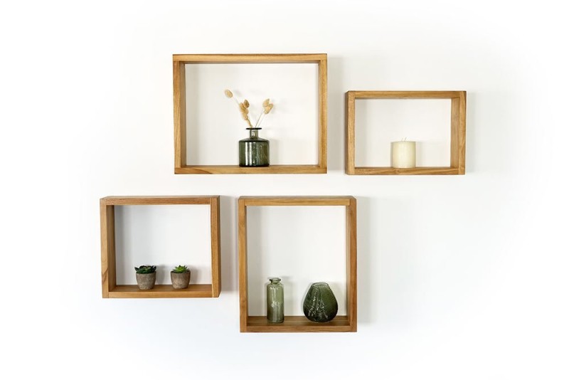 Teakhouten wandplank 45 x 35 cm