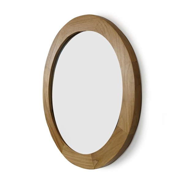 Ronde spiegel van 60 cm met houten frame