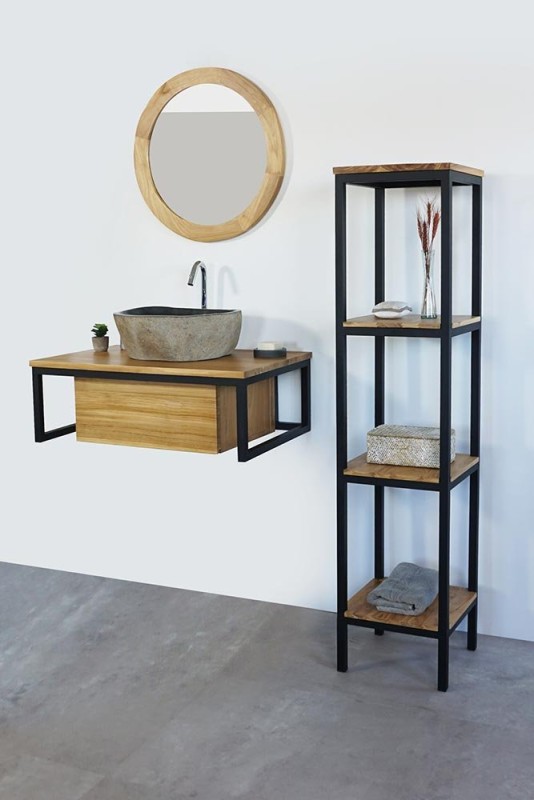 Ronde spiegel van 60 cm met houten frame