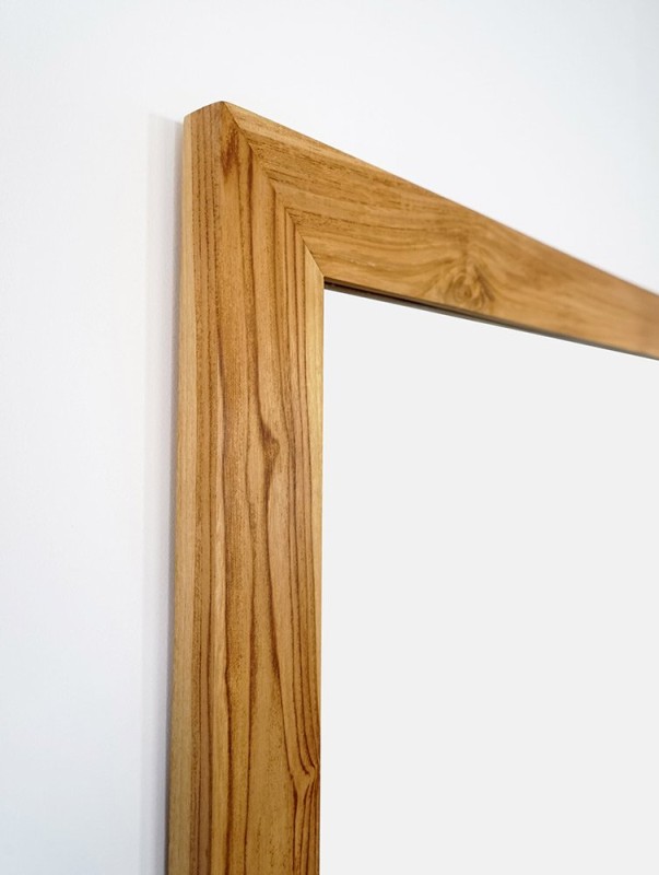 Rechthoekige Spiegel 140 cm van massief teakhout frame