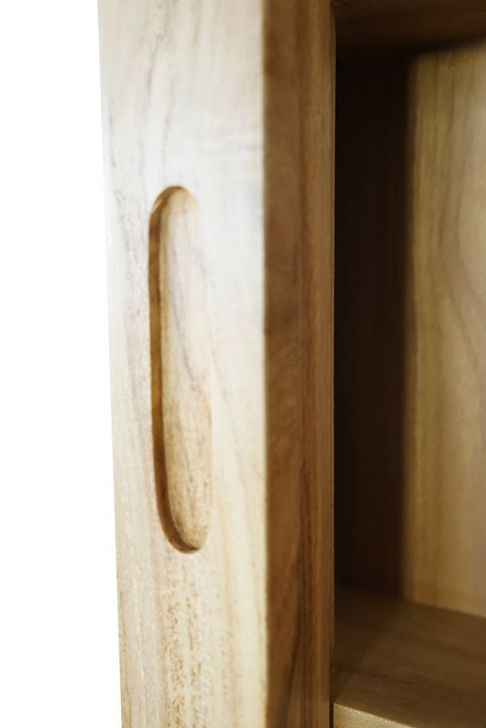 Badkamerkast van 120 cm in teakhout met spiegel