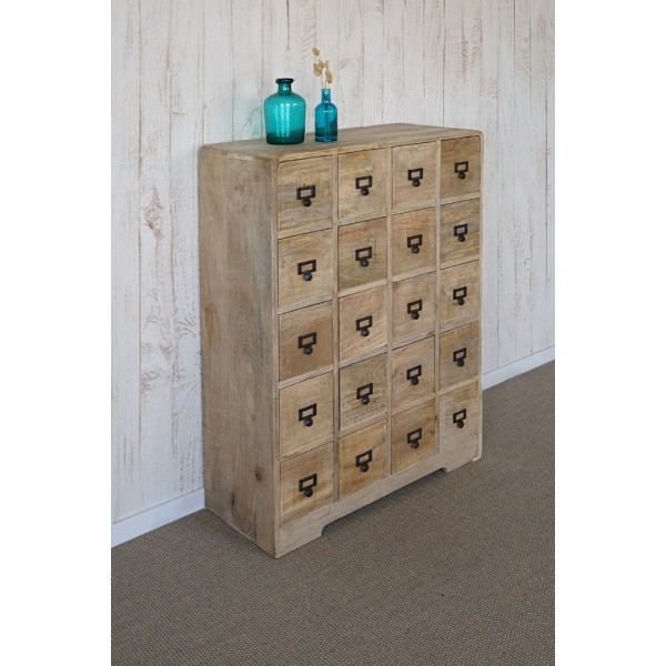 Massief houten opbergmeubel met laden