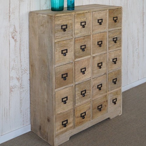 Massief houten opbergmeubel met laden