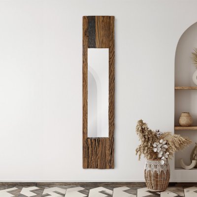 Rechthoekige spiegel van ruw hout 25 x 150 cm